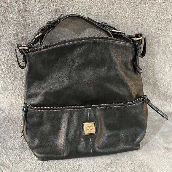 Dooney & Bourke Handbags - VTG Dooney & Bourke Womens Dillen Large Shoulder Hobo Bag Black Pebbled Leather
